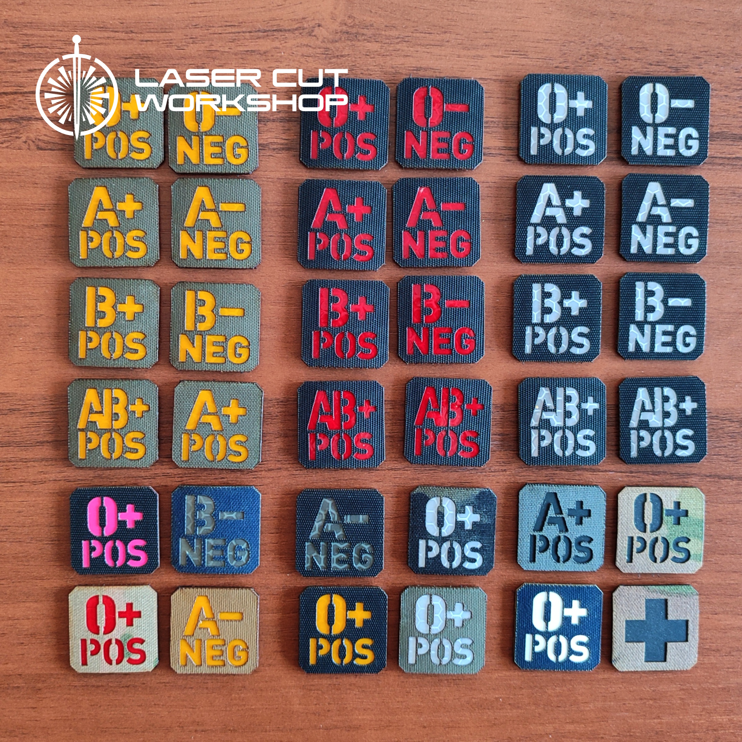 1 1/2" Blood Type Laser Cut Patch for Law enforcement, City Police, County Sheriffs, SWAT Teams, Highway Patrol Officers, ATF Officials, FBI, Forest Ranger